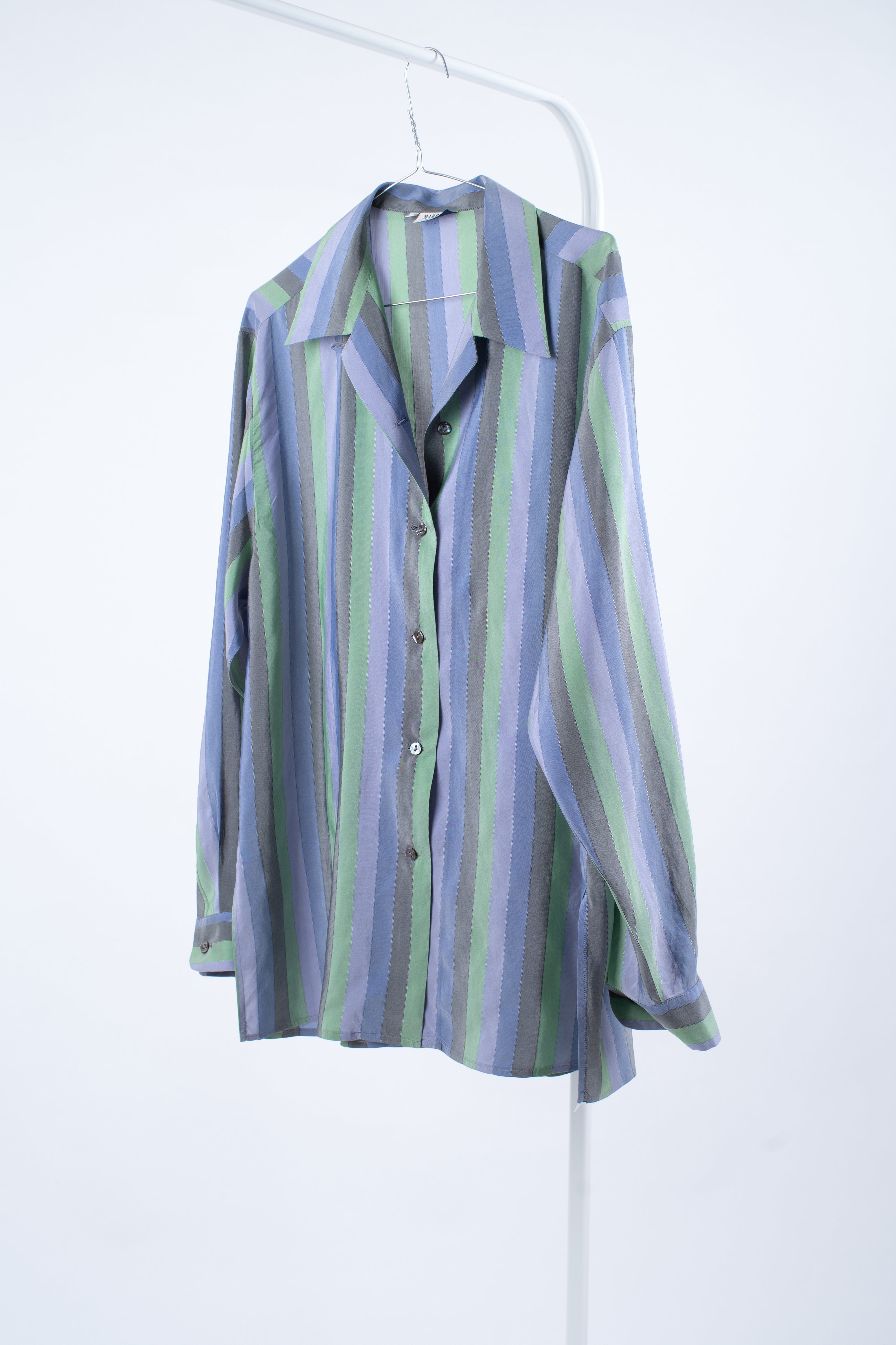 Marella Women's 100% Silk Striped Button Up Shirt, L