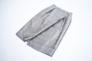 Vintage Pure Silk Metallic Silver Wrap Midi Skirt, Size M