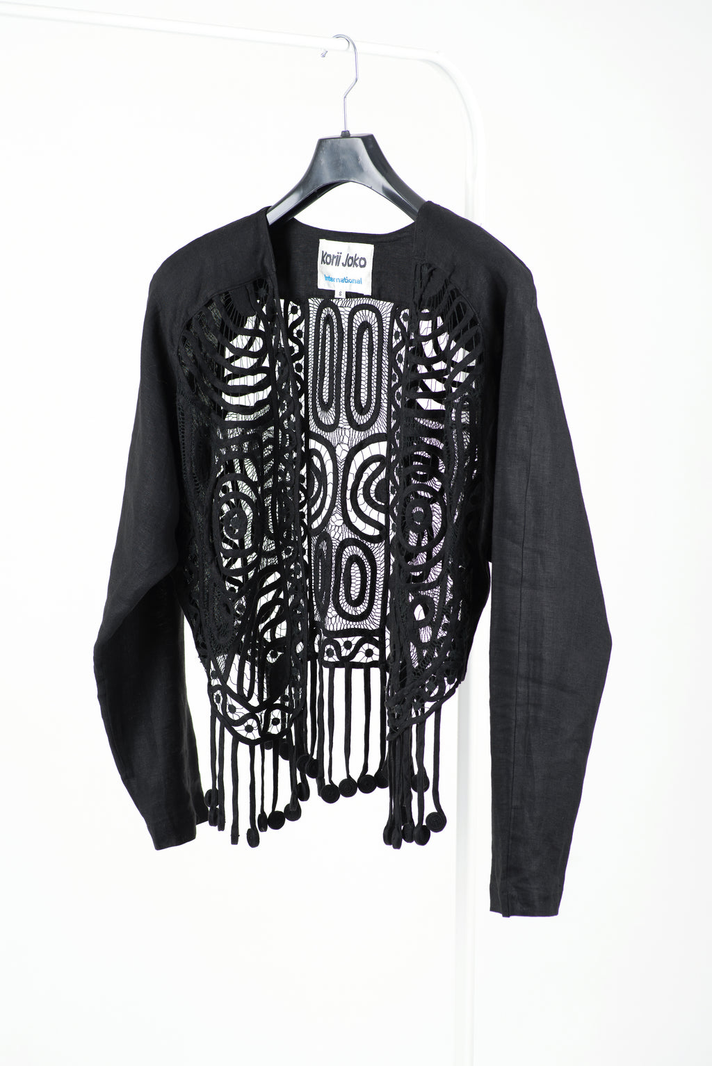 Vintage Korii Joko Black Linen Embroidered Festival Jacket