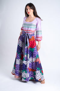 Lanvin Paris Vintage 70's Floral Maxi Dress, Size M