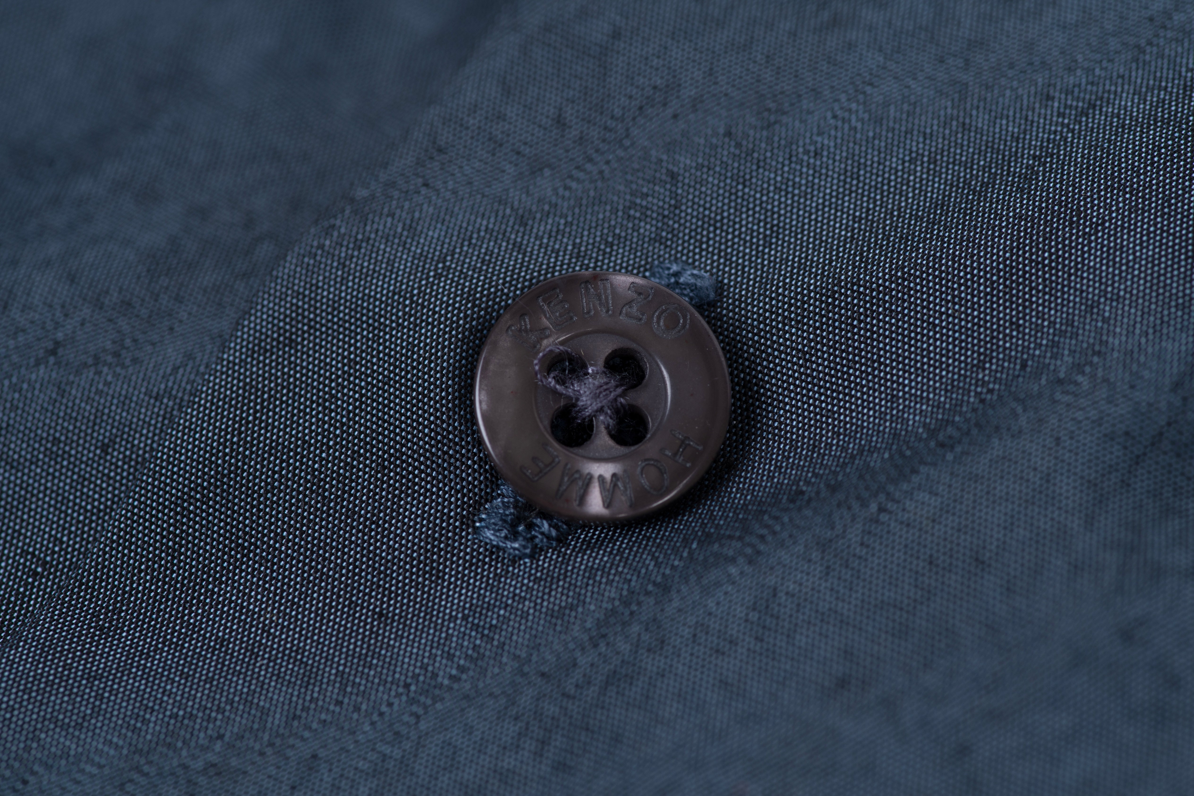 Kenzo Homme Men's Silk Blend Dark Metallic Blue Shirt, Size XL