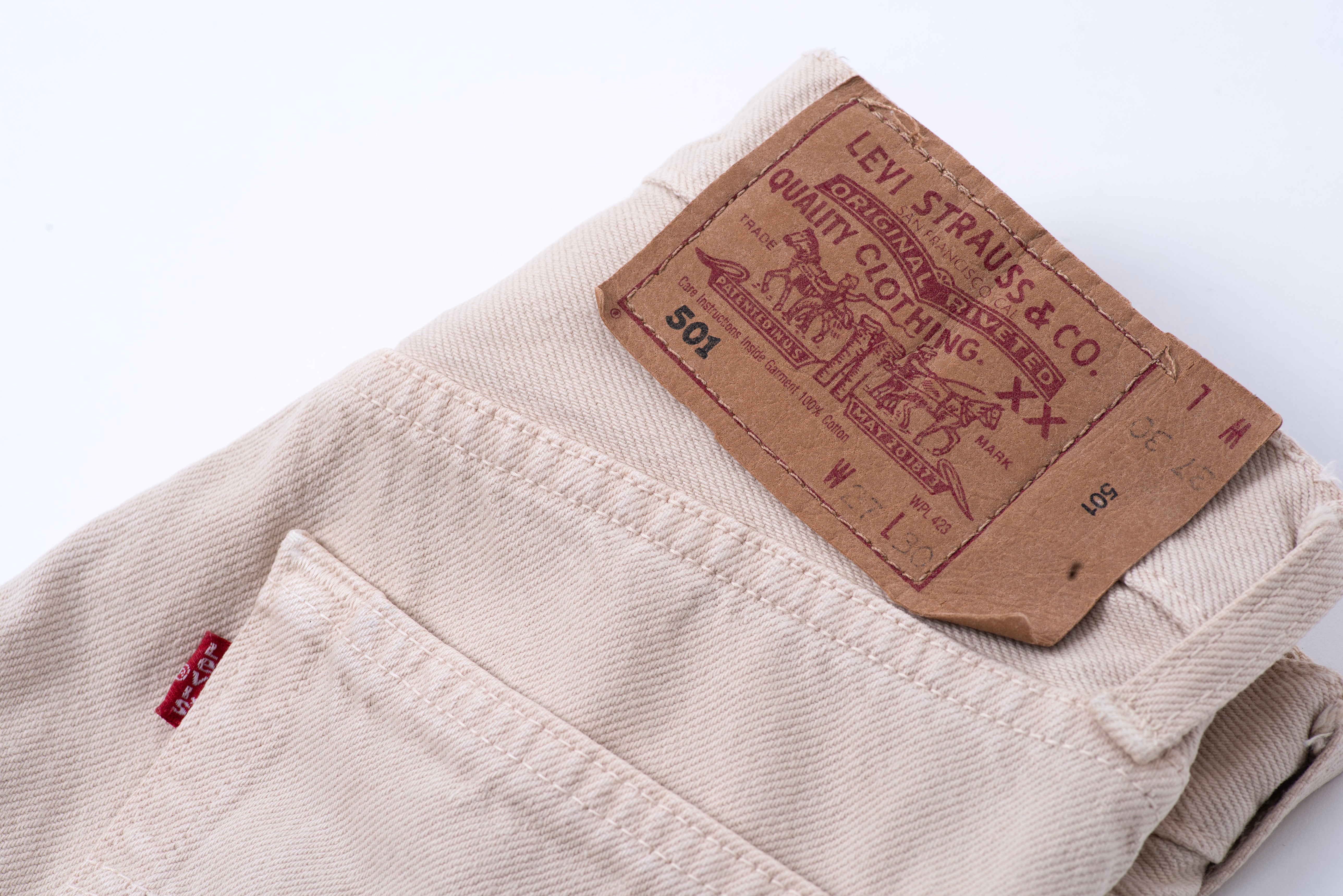 Levi’s 501 Vintage Ivory Women's Jeans Made in UK, W27/L30