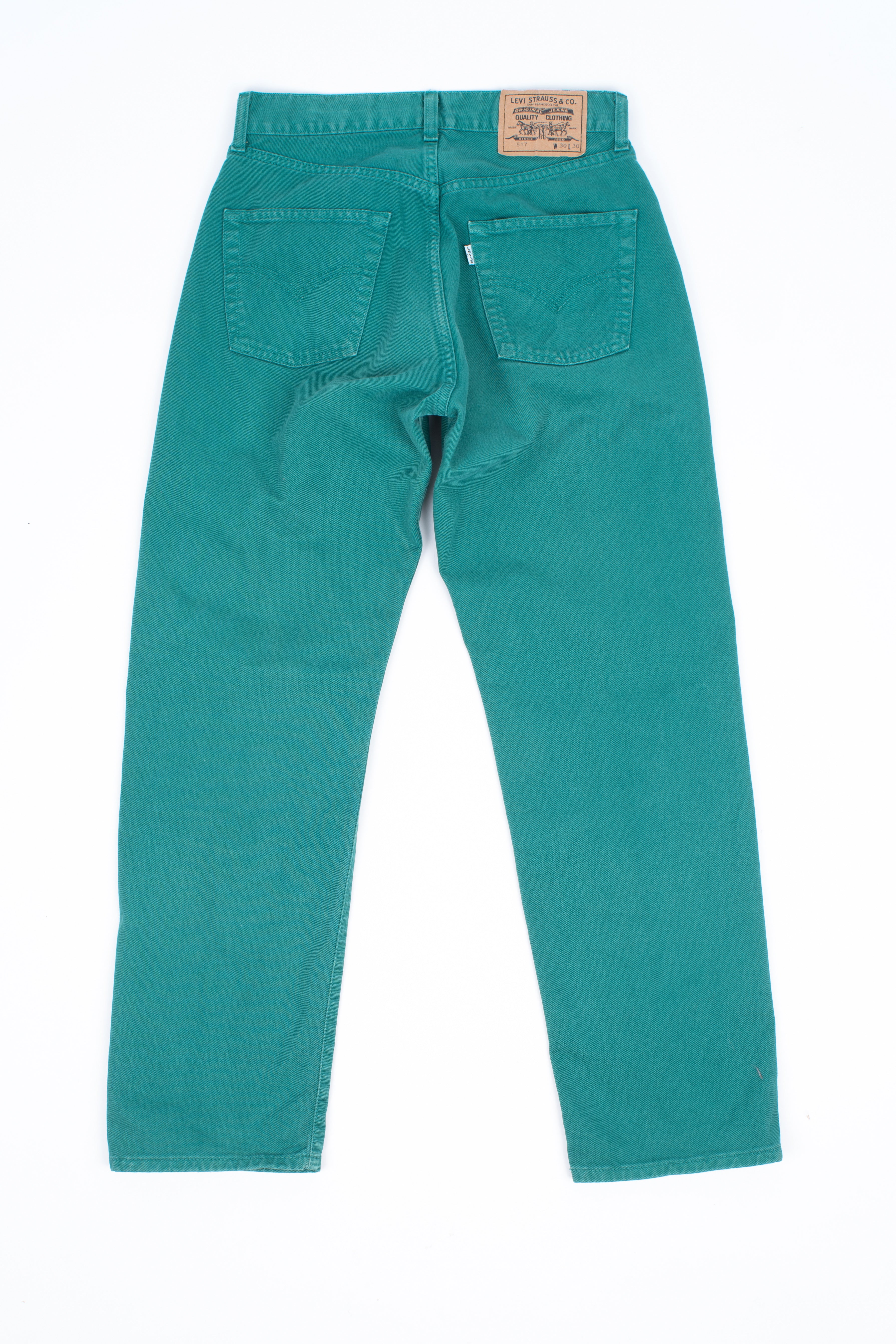 Levi’s 517 White Tab Vintage Green Jeans Made in Italy, W30/L30