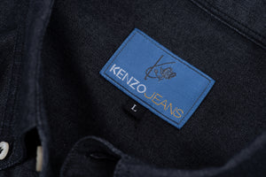 Kenzo Jeans Dark Metallic Blue Button Up Shirt, Size L