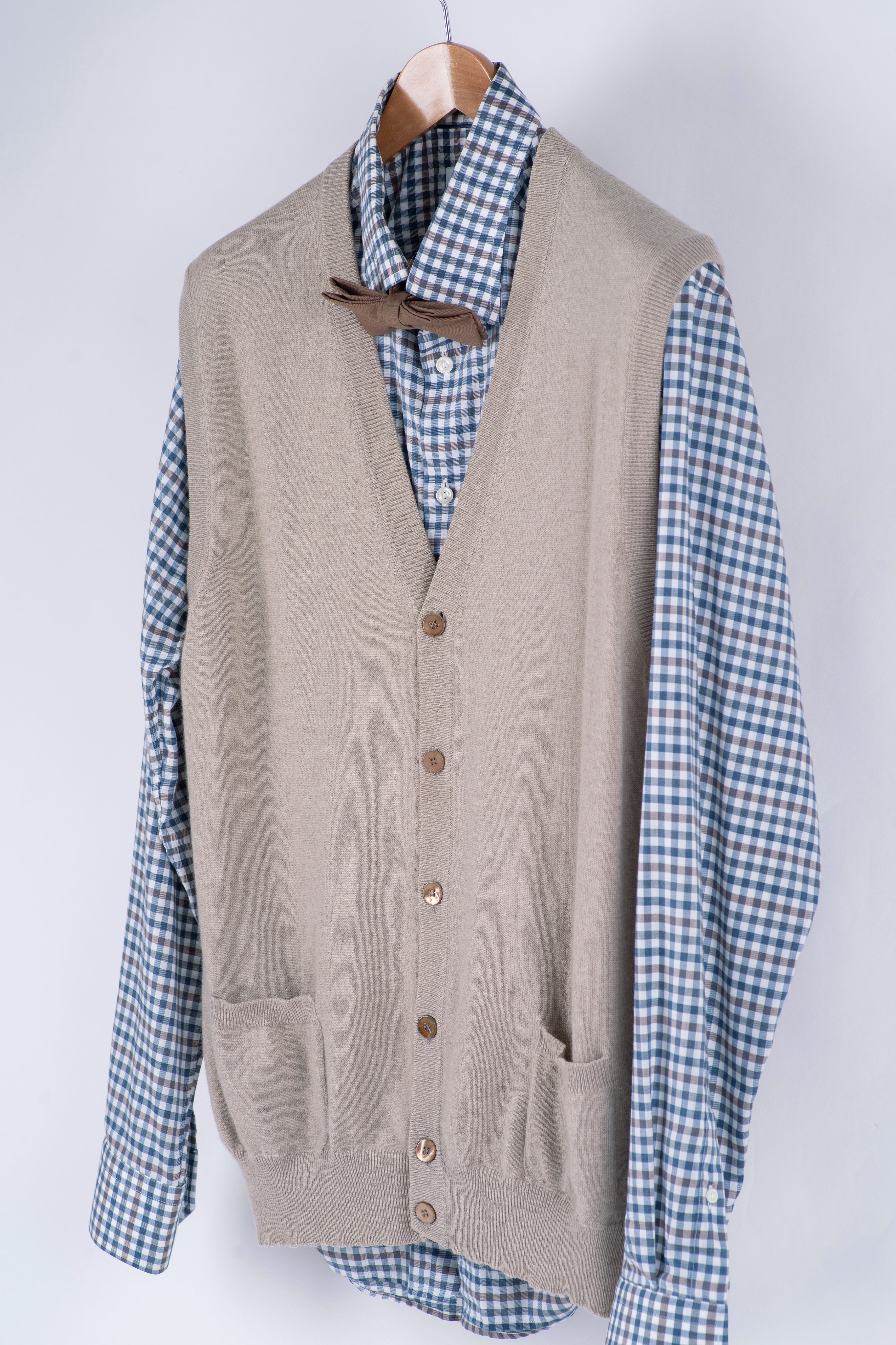 Zanieri Light Brown Cashmere Vest, Size XL, EU 54