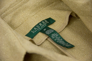 RALPH LAUREN Metallic Silk & Linen Blend Safari Style Jacket, SIZE 2P - secondfirst