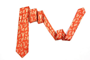 Kiton Napoli Coral Woven Silk Paisley Embroidered Tie - secondfirst