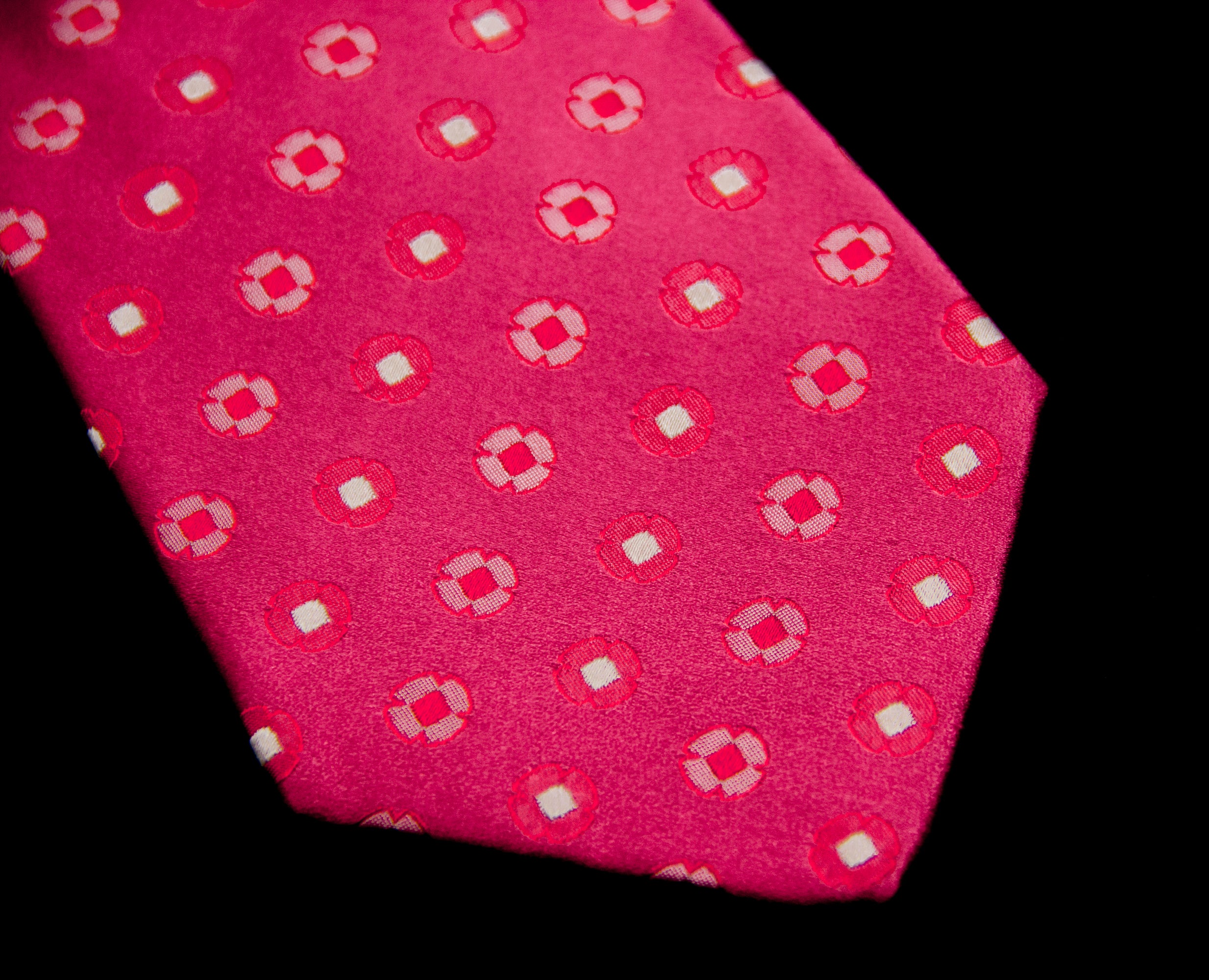 Kiton Napoli Pink Woven Silk Floral Embroidered Tie - secondfirst