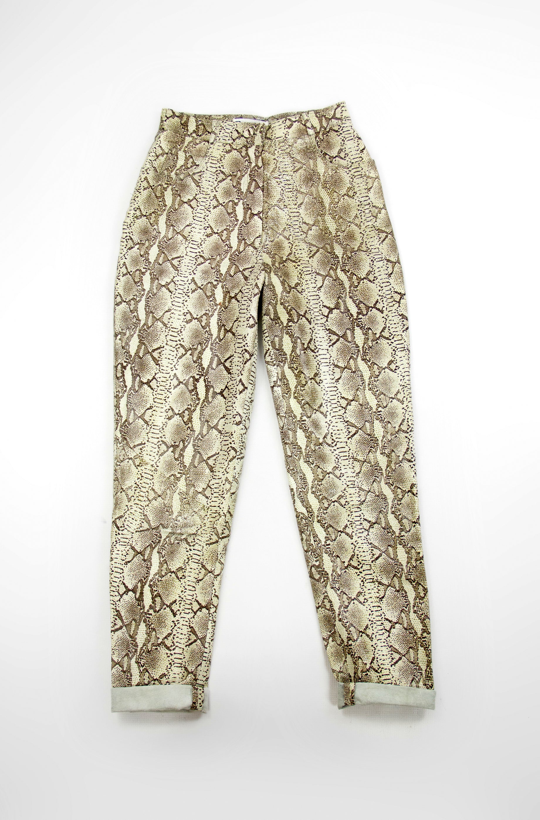 High Waist Snake Print Leather Pants SIZE S, US 6, EU 36 - secondfirst