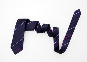 Kiton Napoli Navy Purple Pink Woven Silk Tie - secondfirst