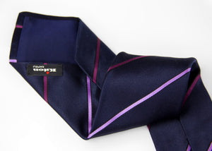 Kiton Napoli Navy Purple Pink Woven Silk Tie - secondfirst