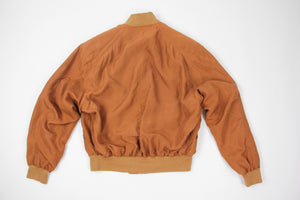 Vintage Men's Burnt Orange Silk Bomber Jacket SIZE M