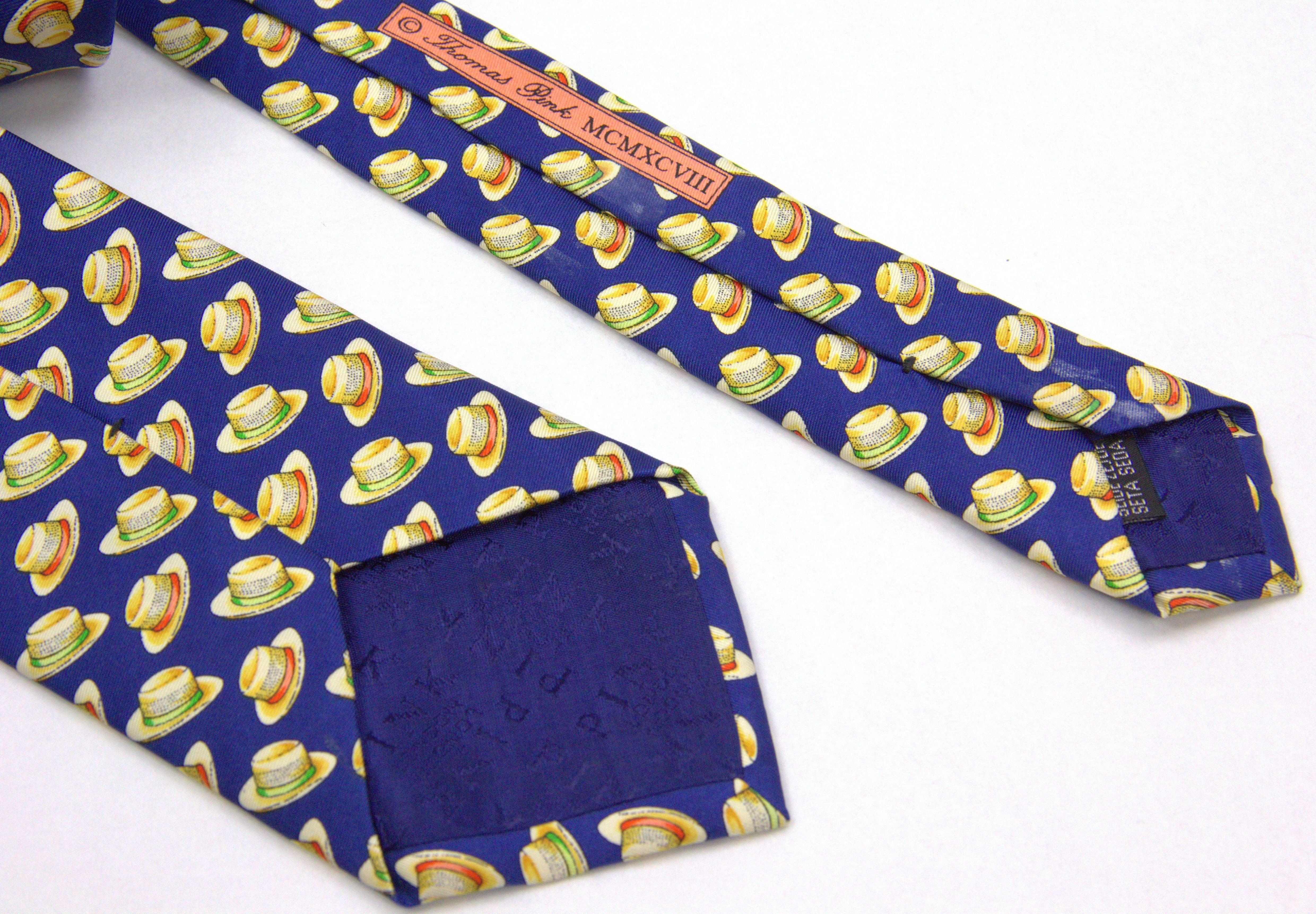 Thomas Pink Silk Tie With Hat Print Motif - secondfirst