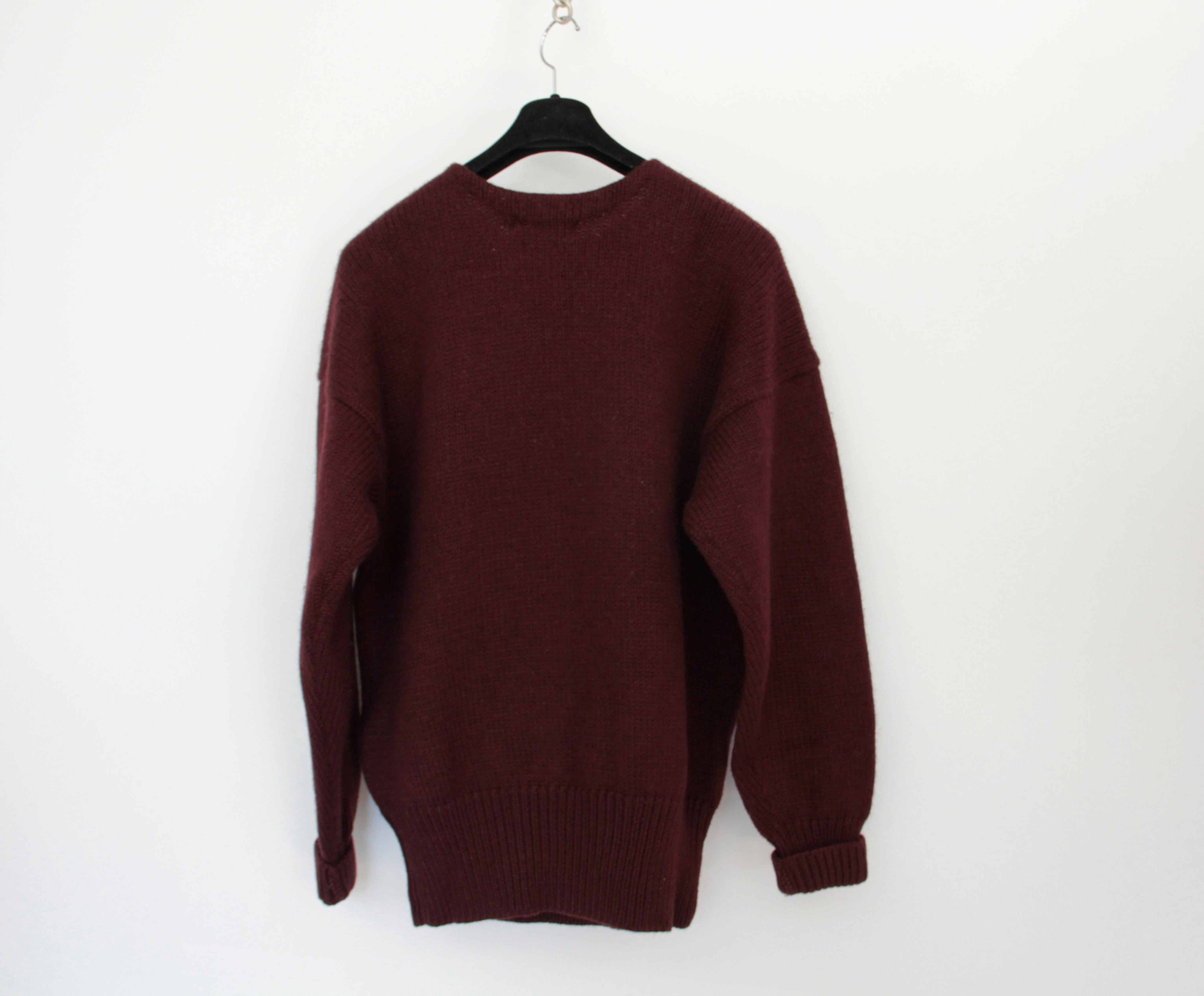 RALPH LAUREN Deep Burgundy Wool Sweater, SIZE XL