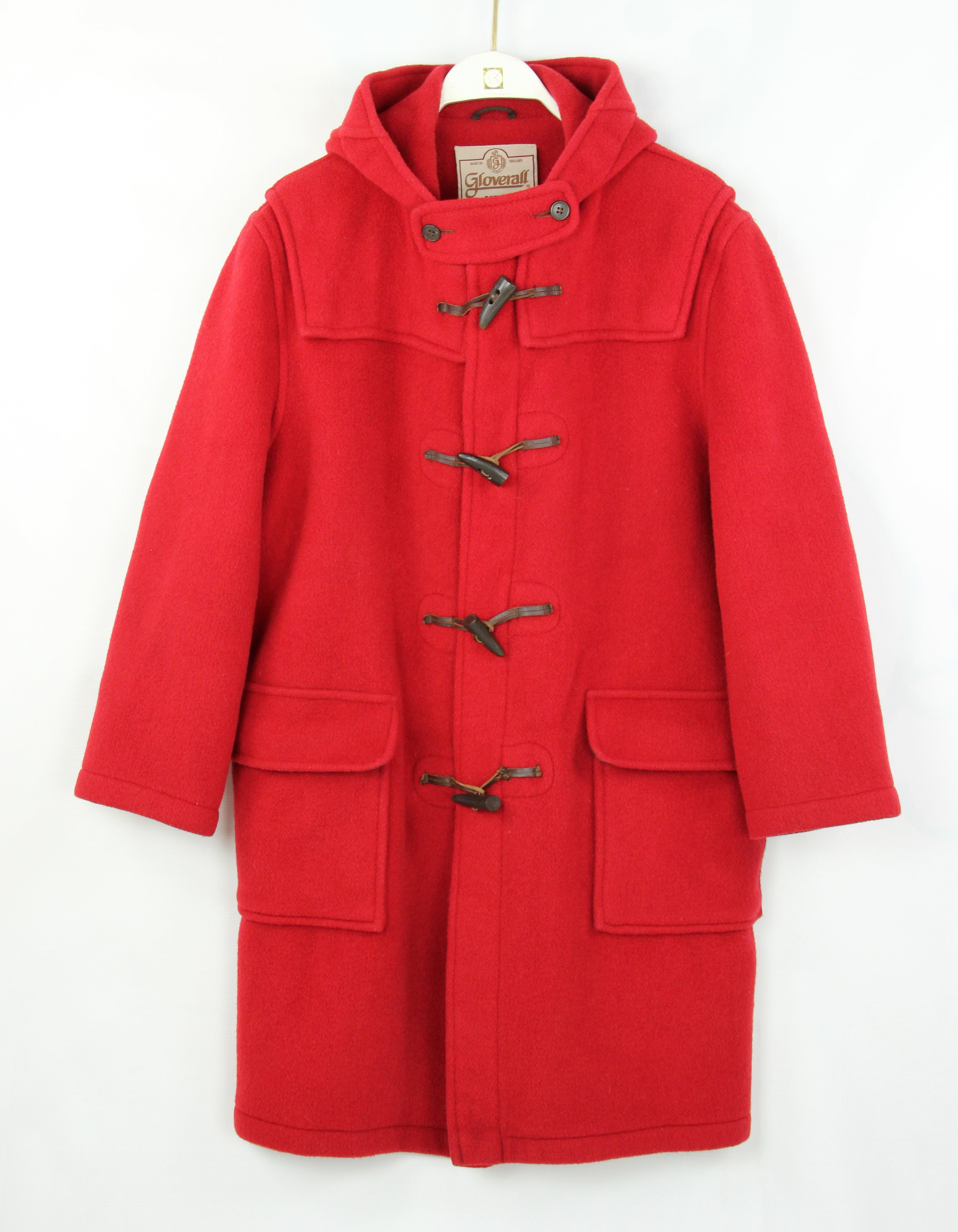 Gloverall Red Duffle Coat, SIZE L - secondfirst