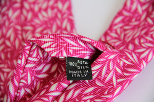 Kiton Napoli Botanical Pattern Cyclamen Pink Woven Silk Necktie