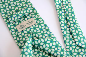 Luigi Borrelli Napoli Green Graphic Floral Silk Tie