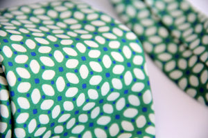Luigi Borrelli Napoli Green Graphic Floral Silk Tie