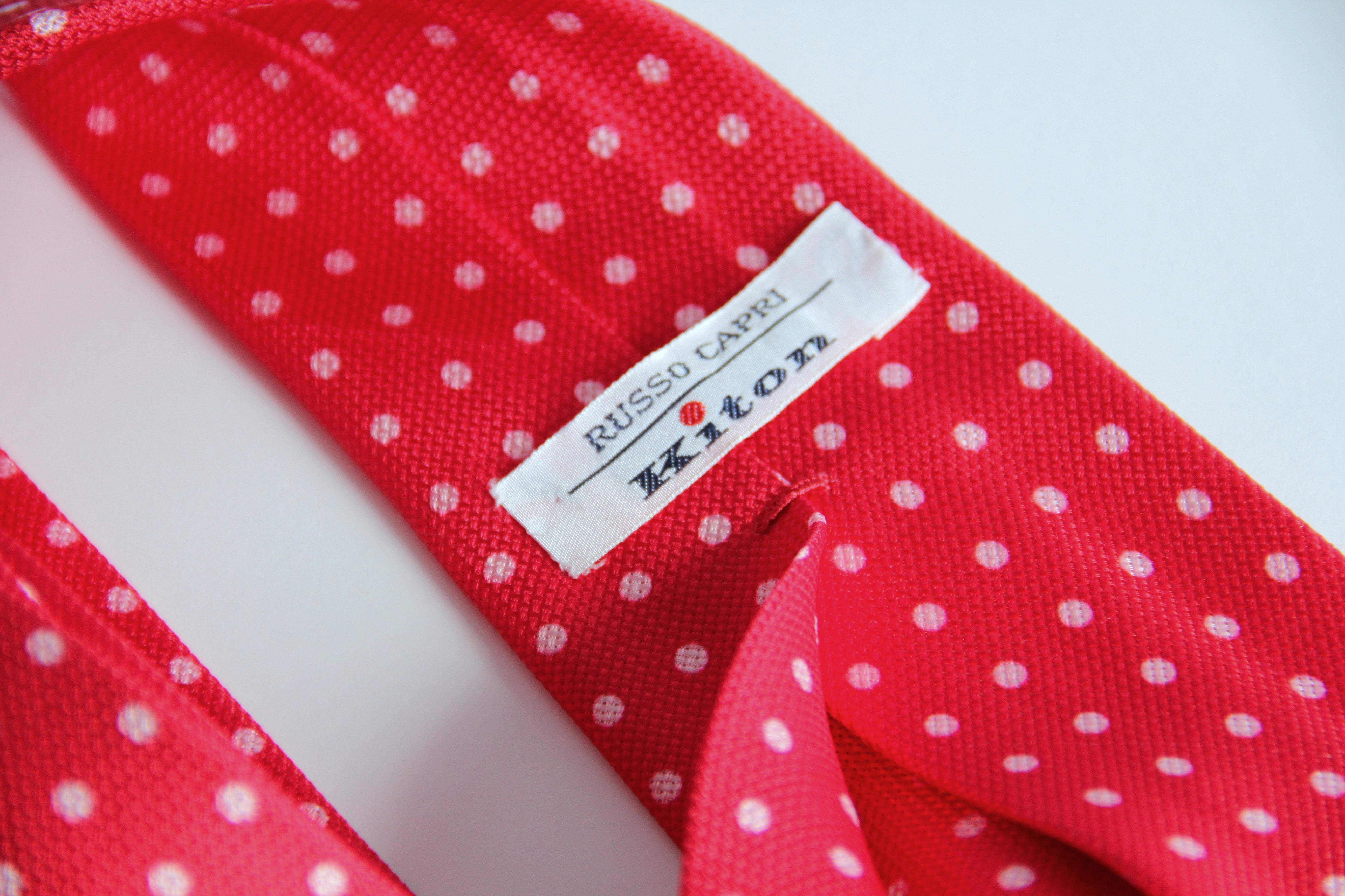 Kiton Russo Capri Polka Dot Red Silk Classic Necktie