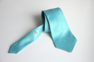 Hermes Woven Collection Turquoise Blue Silk Necktie