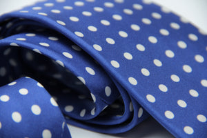 Luigi Borrelli Napoli Polka Dot Pattern Blue Silk Necktie