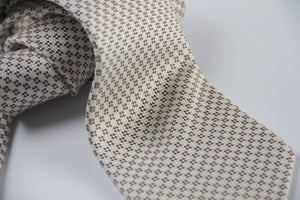 Hermes Woven Collection Cream White And Brown Silk Necktie