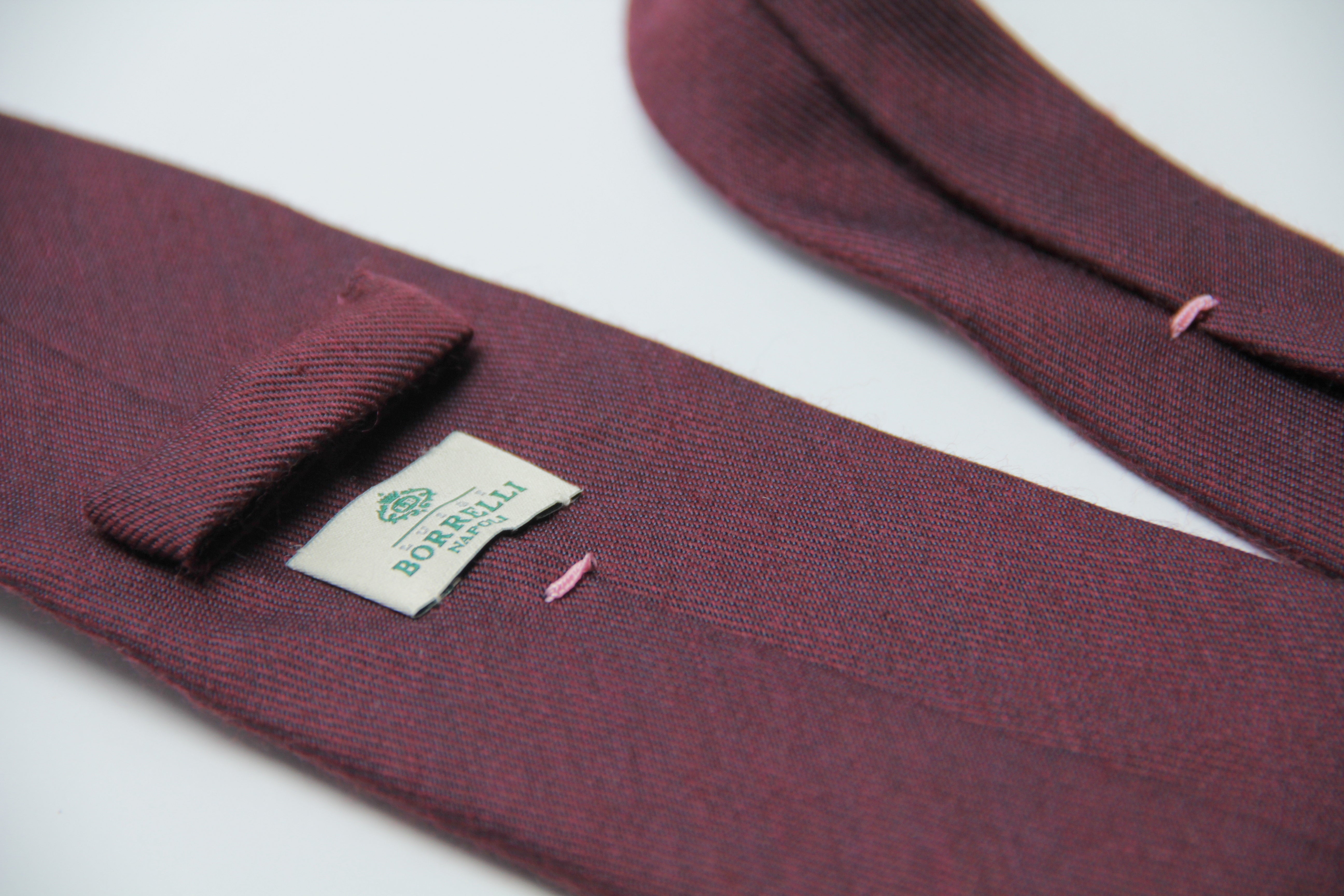 Luigi Borrelli Napoli Burgundy Silk Wool Necktie
