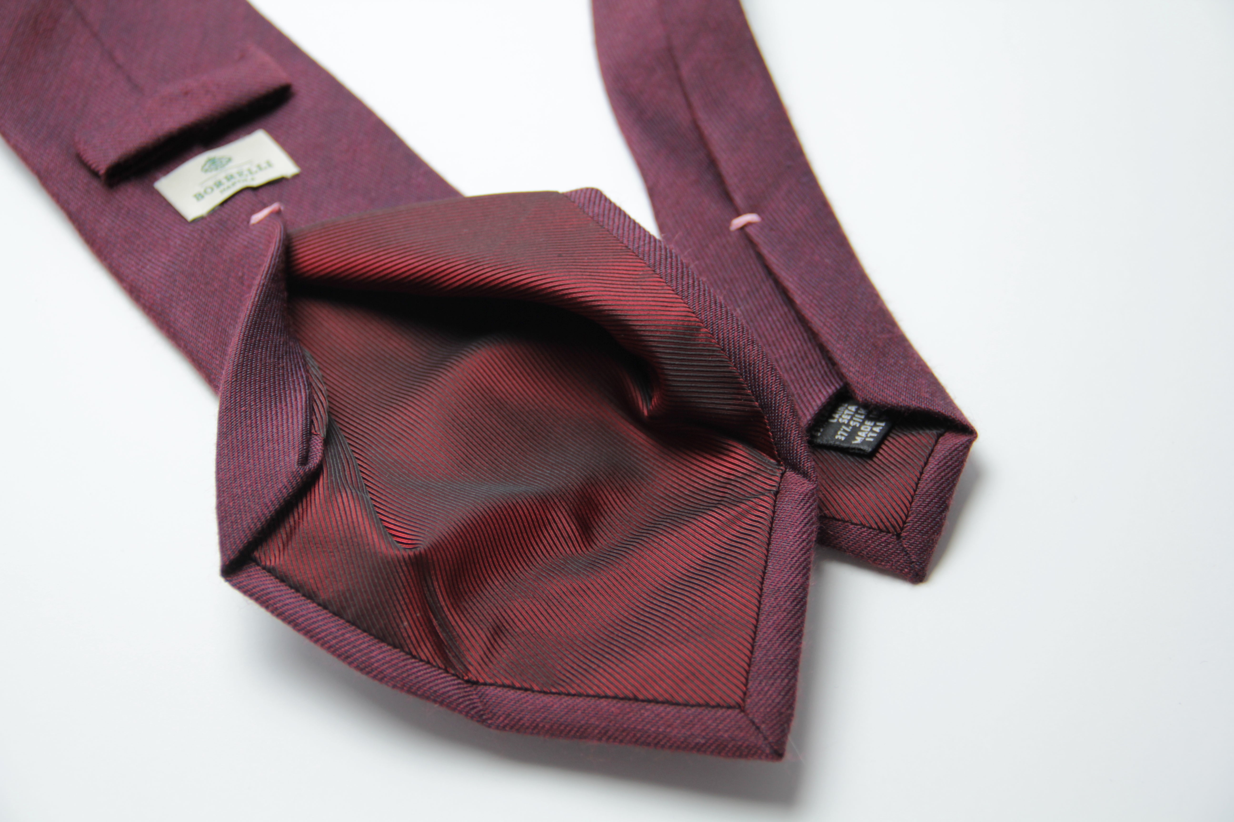 Luigi Borrelli Napoli Burgundy Silk Wool Necktie