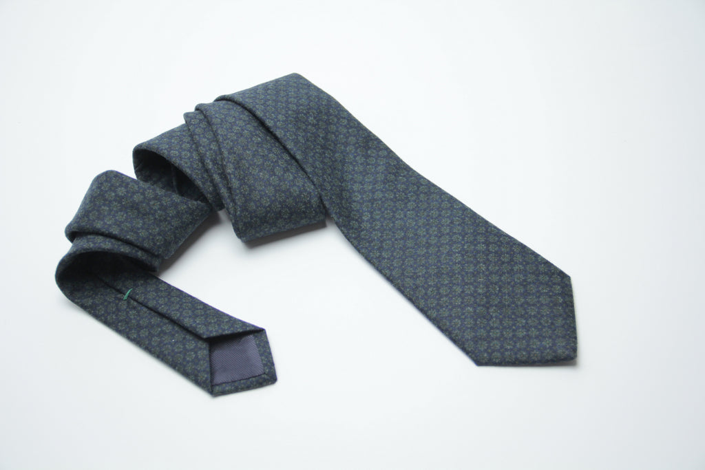 Luigi Borrelli Napoli Blue Green Wool Necktie