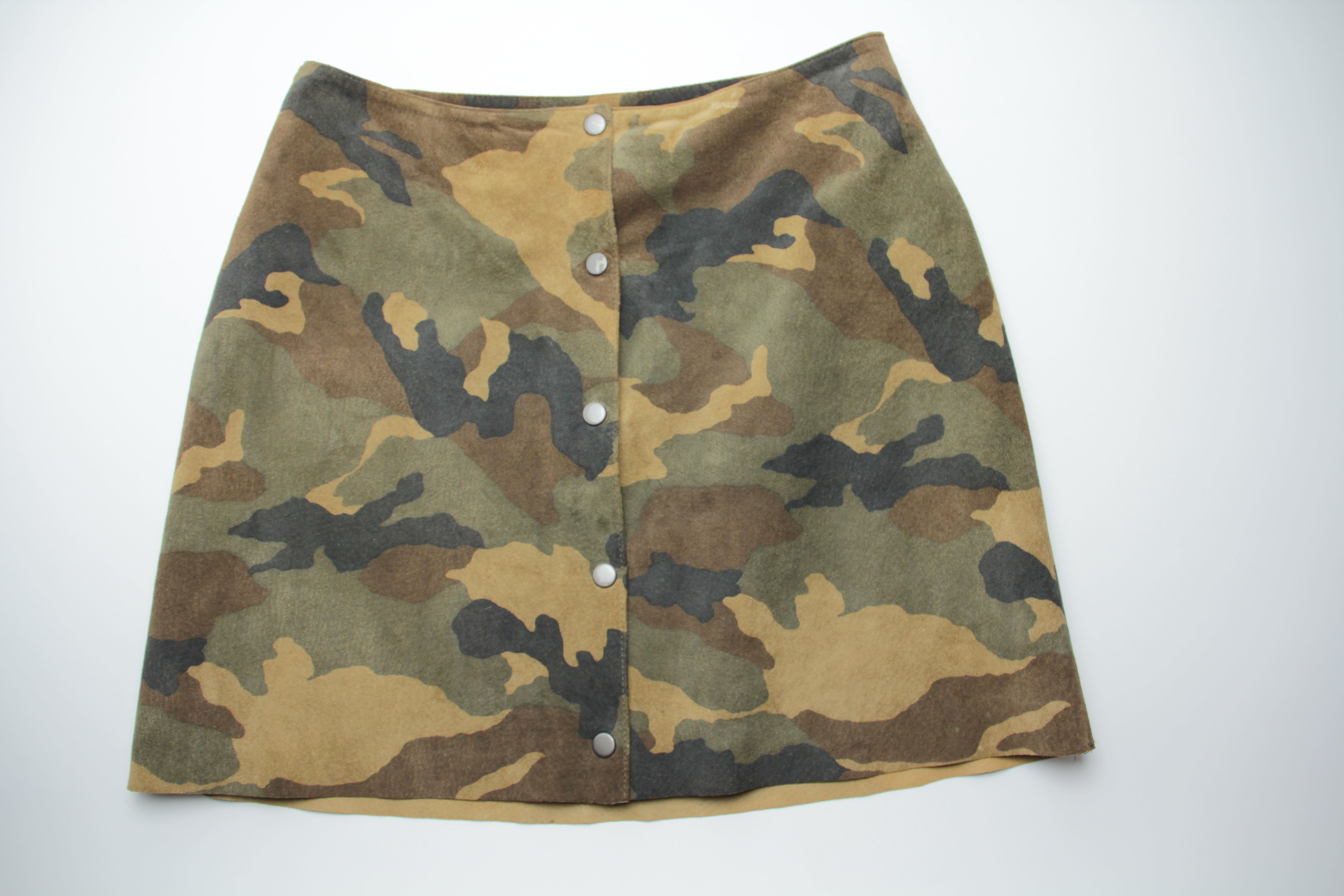 Vintage Camouflage A-line Button Front Mini Skirt, US 4, EU 34