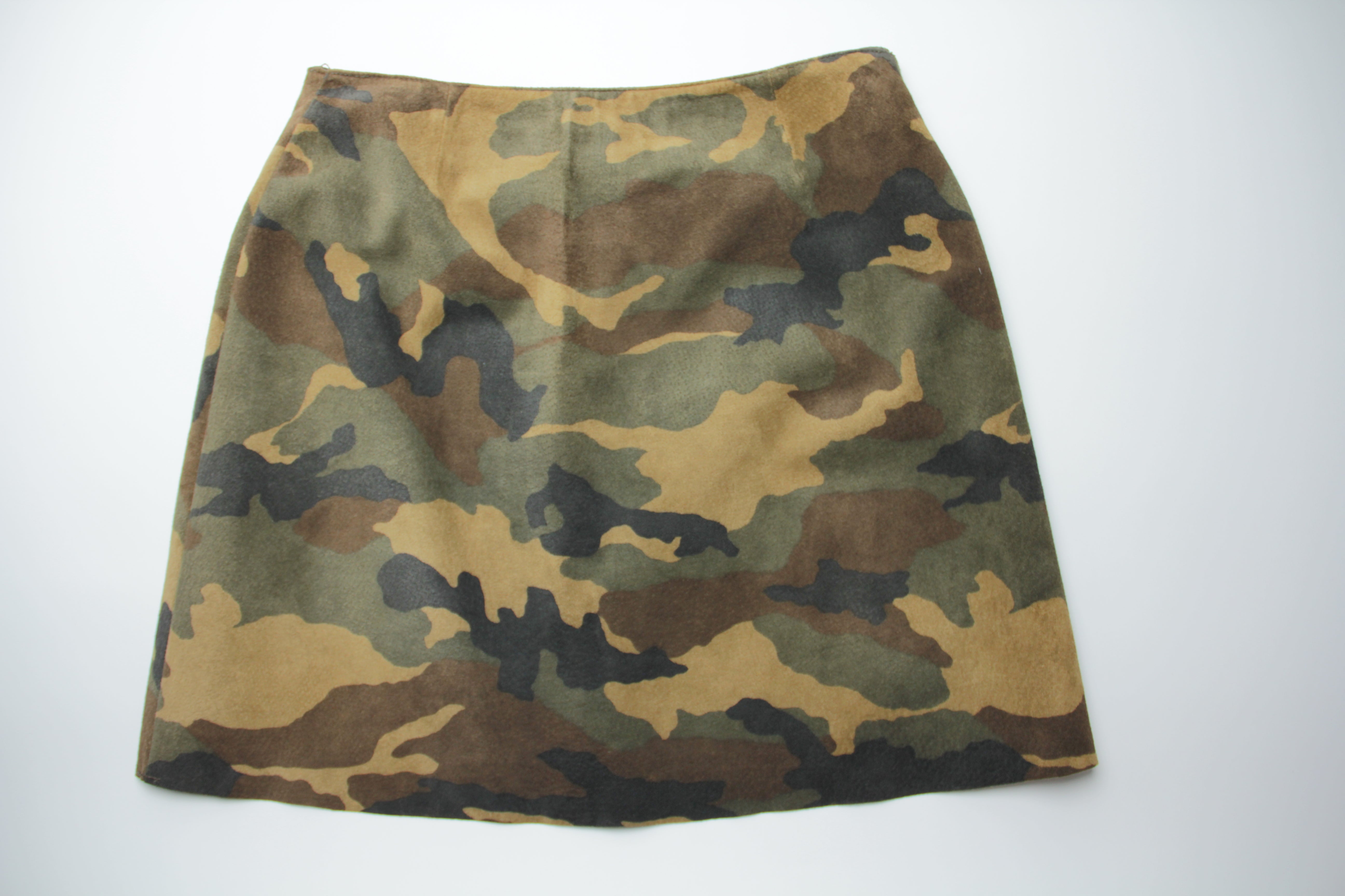 Vintage Camouflage A-line Button Front Mini Skirt, US 4, EU 34