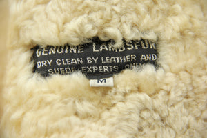 Brown Lambsfur Aviator Style Hooded Shearling Jacket, SIZE M - second_first