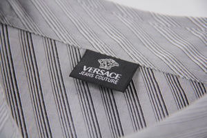 Versace Diagonally Striped Gray men's Button Up Shirt, XXL