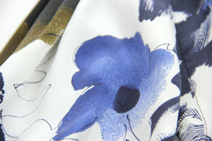 Vintage Escada by Margaretha Ley 100% Silk Blue Watercolor Floral Blouse, L