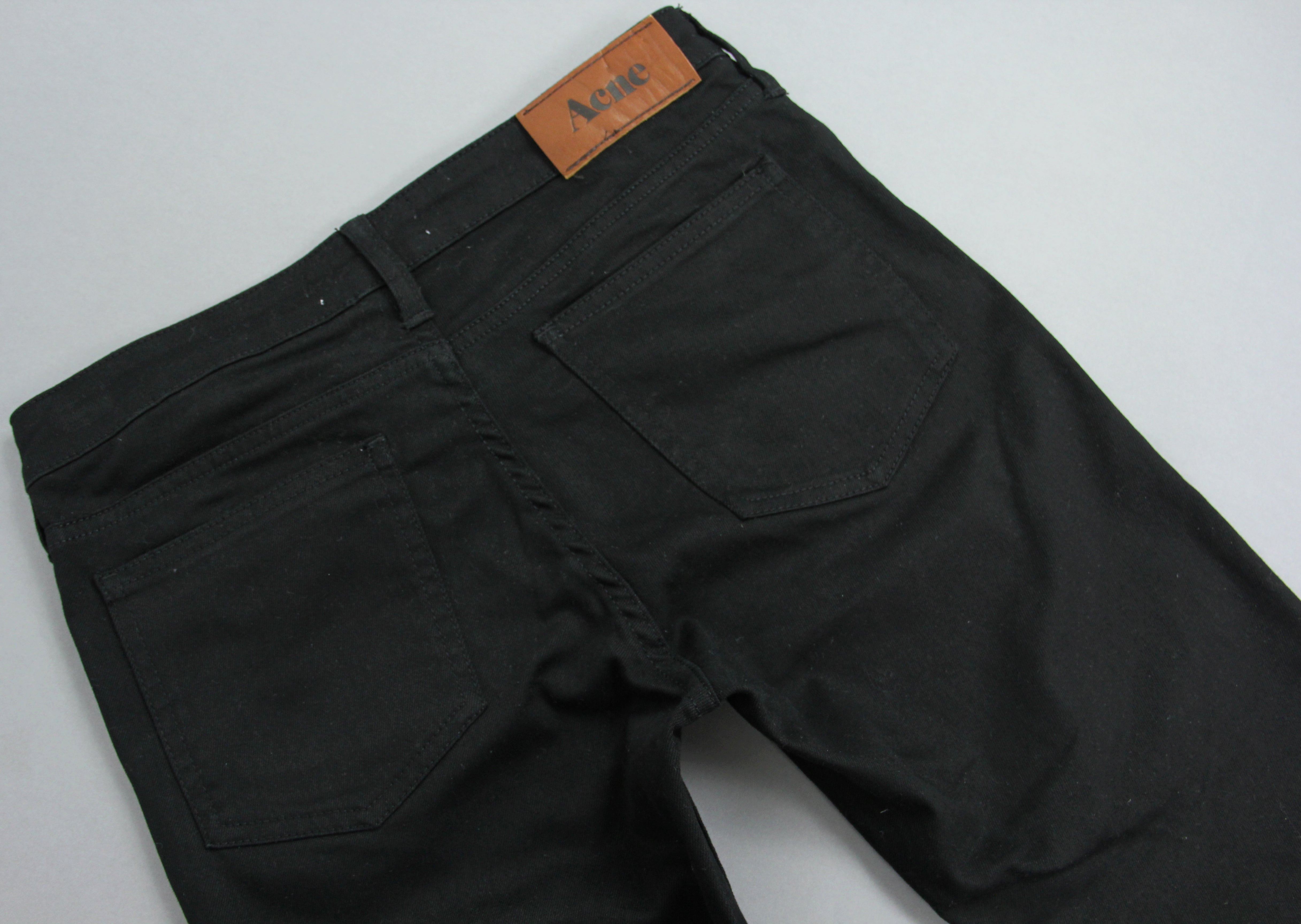 Acne Kex Wet Black Skinny Fit Black Stretch Jeans, Size 27/34