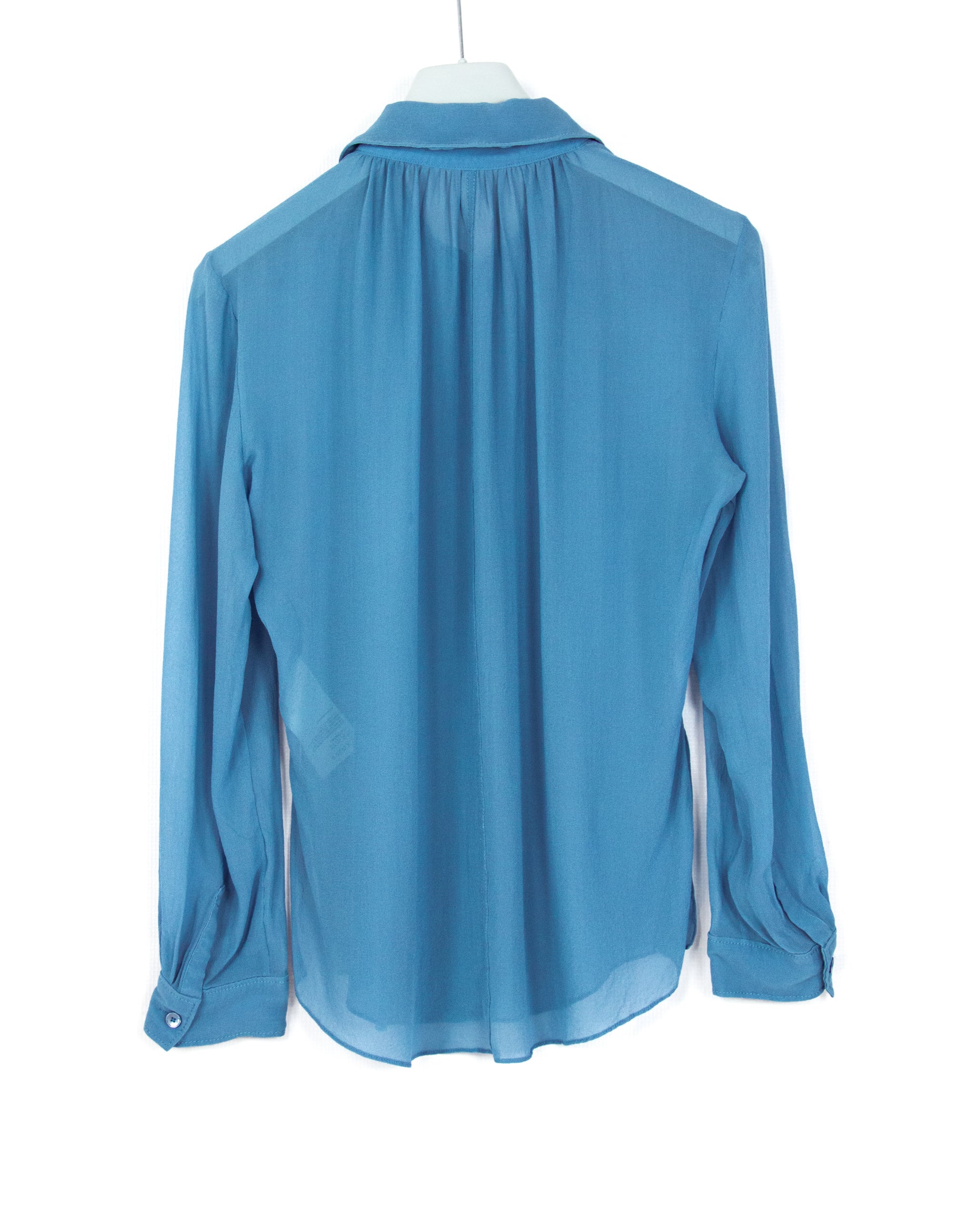 ACNE Teal Blue Adeline Silk Blouse, SIZE 36 - secondfirst