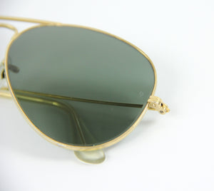 Vintage Bausch & Lomb Ray-Ban Gold Aviator Sunglasses 58-14
