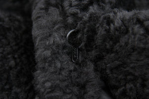Black Shearling Coat With Tie Waist Belt, SIZE S - second_first