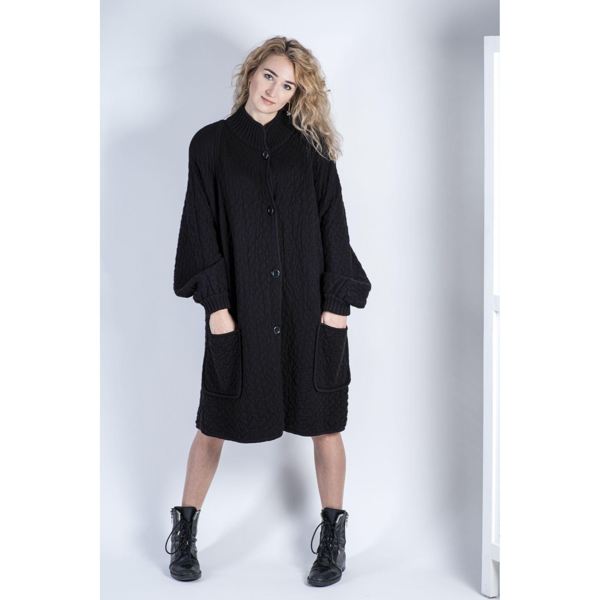 Valentino Oversized Chunky Wool Coat / Cardigan with Batwing Sleeves, XXL