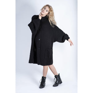 Valentino Oversized Chunky Wool Coat / Cardigan with Batwing Sleeves, XXL