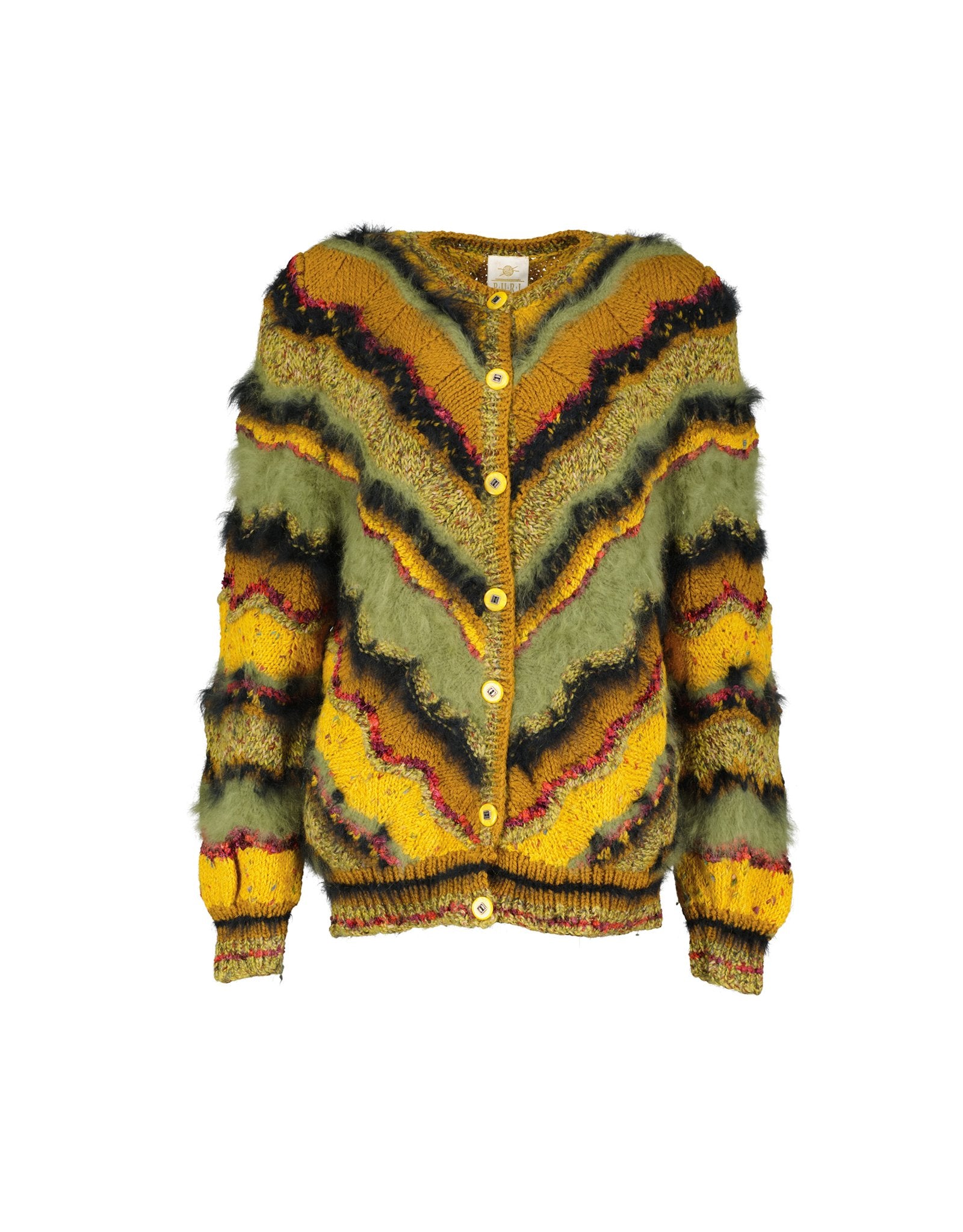 Striking Colors Cardigan in Wool Angora Mohair Blend, One Size