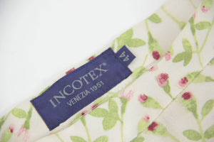 Incotex Silk Wool Carnation Flower Print Pleated A Line Skirt, IT 44, EU 38, US 8