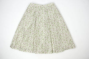 Incotex Silk Wool Carnation Flower Print Pleated A Line Skirt, IT 44, EU 38, US 8