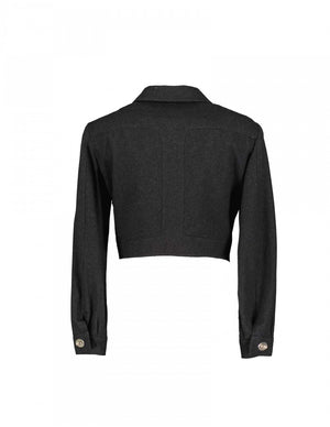 Philosophy di Alberta Ferretti Melton Wool Black Cropped Jacket, S