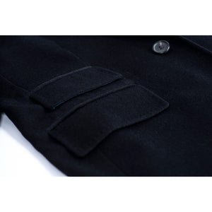 Cacharel Men’s Navy Blue Brushed Wool – Cashmere Blend Coat, SIZE USA 42, EU 52