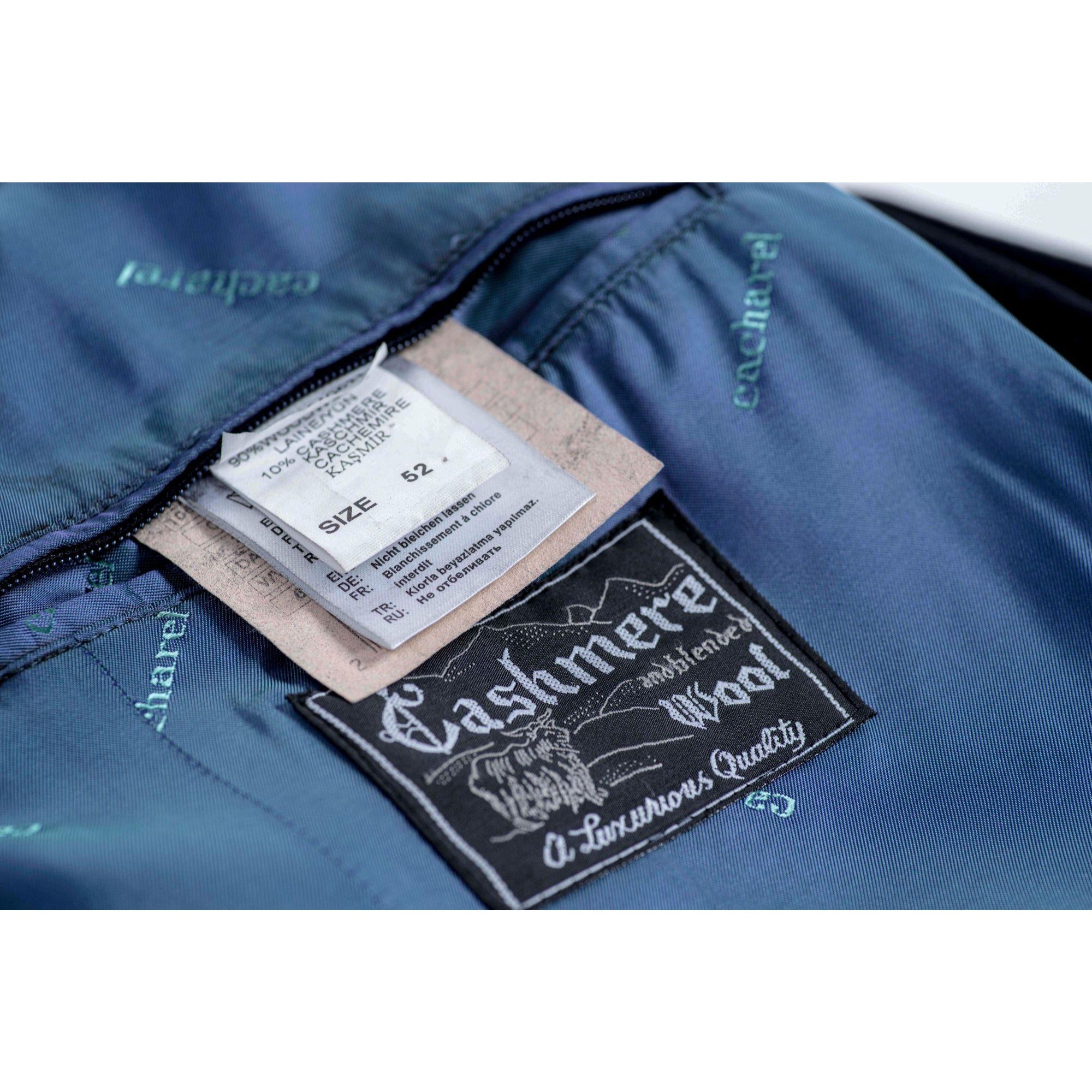 Cacharel Men’s Navy Blue Brushed Wool – Cashmere Blend Coat, SIZE USA 42, EU 52