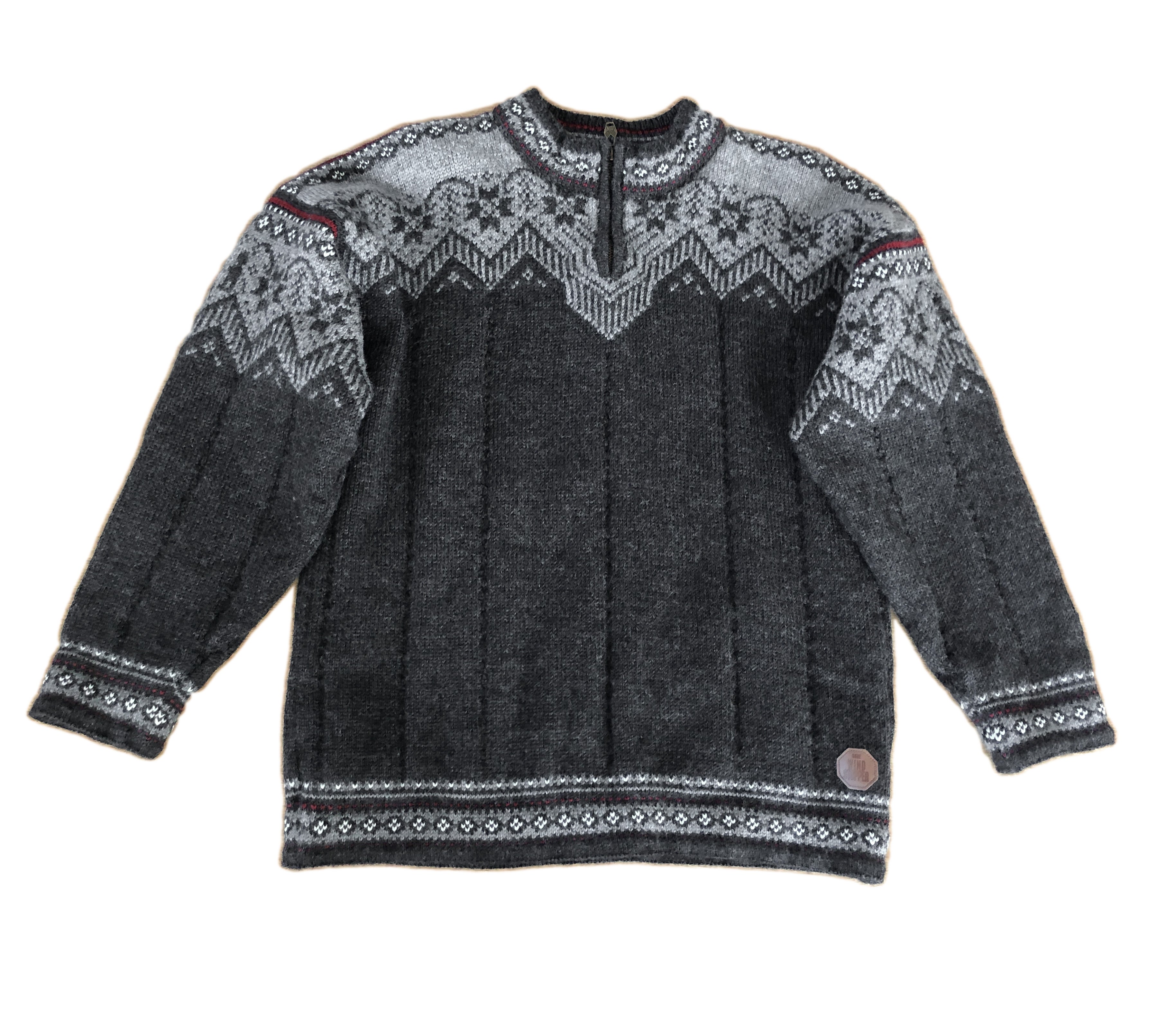 Dale Of Norway Zip Neck Wind Stopper Gray Wool Sweater, Men's M
