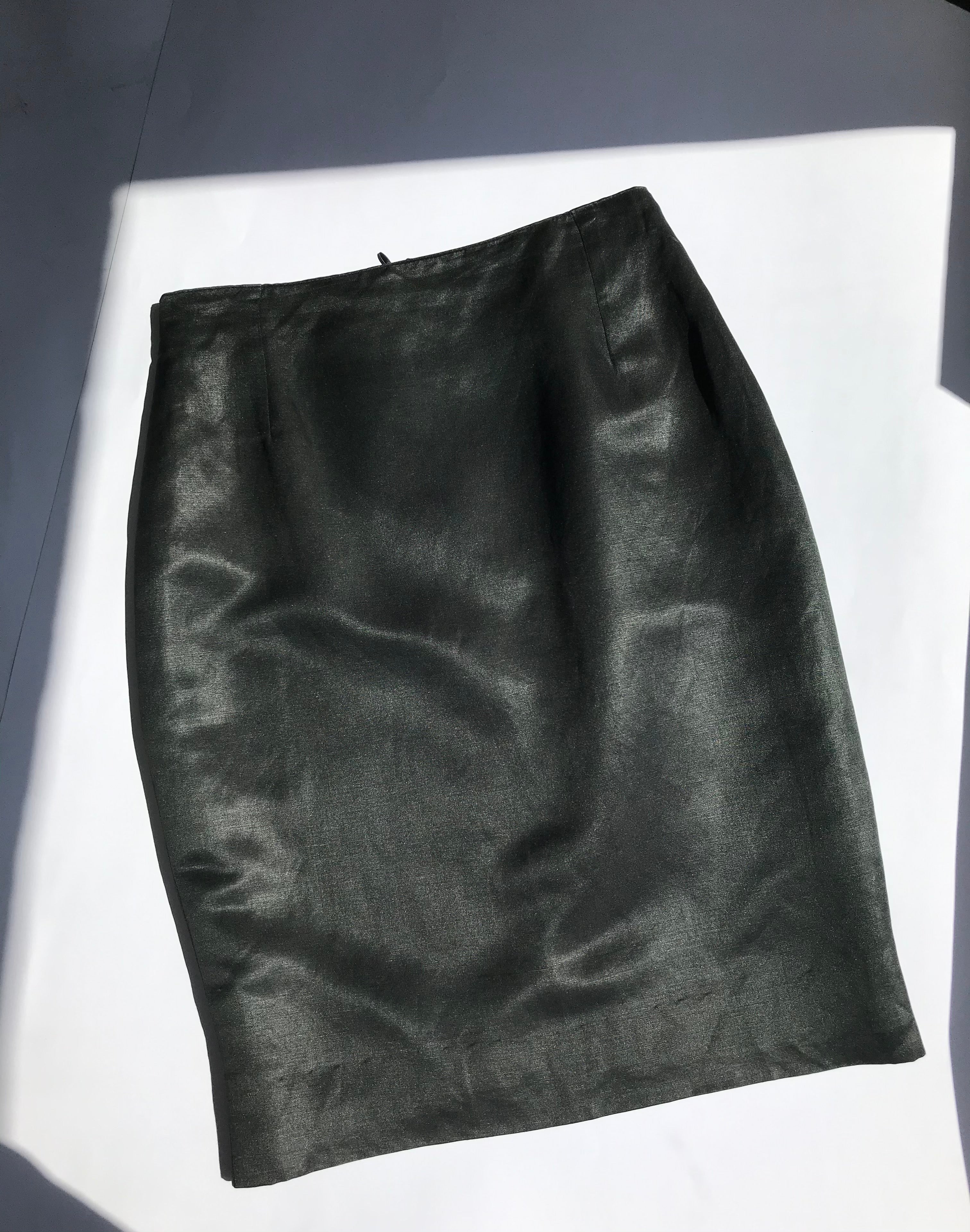 Gianni Versace 90's Black Silk And Linen Mini Skirt, XS