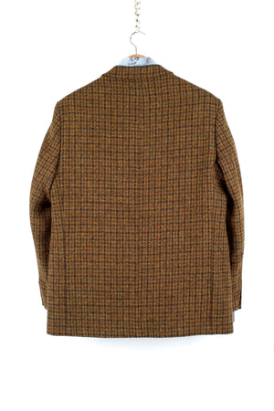 Harris Tweed Wool Gun Check  Brown 2 Button Blazer, US 40S, EU 25
