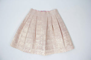 Pleated Metallic Pink Mini Skirt, SIZE S